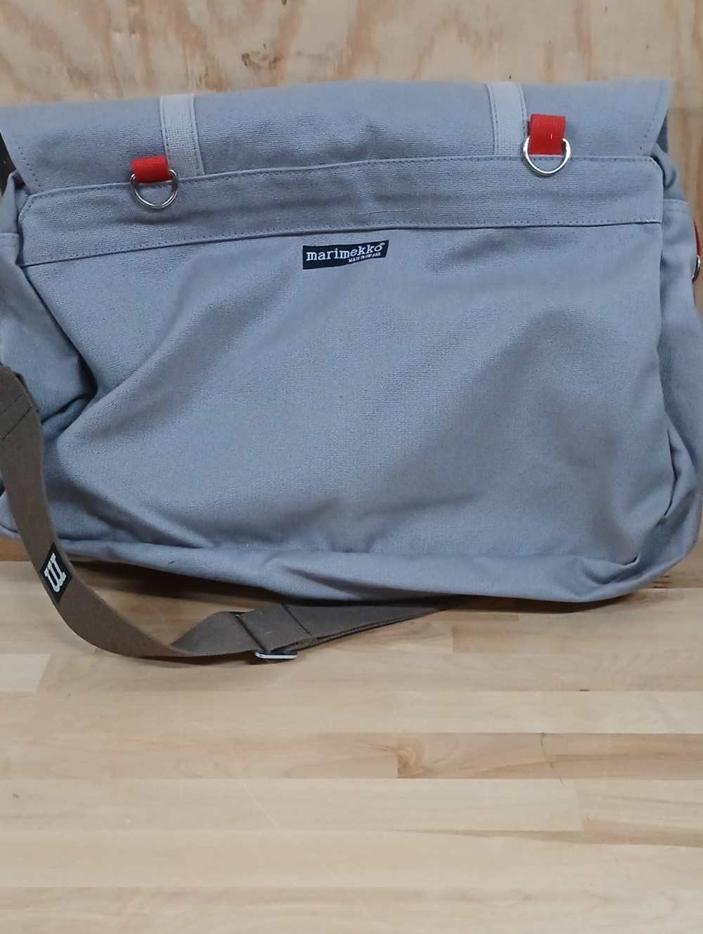 Marimekko Slate Blue Gray Canvas Messenger Bag - Picture 3 of 14